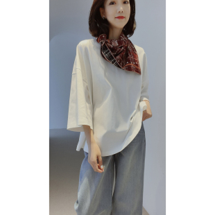 極简R0W风 佰搭 柔软棉 经典 宽松廓形圆领T恤 舒弹罗纹