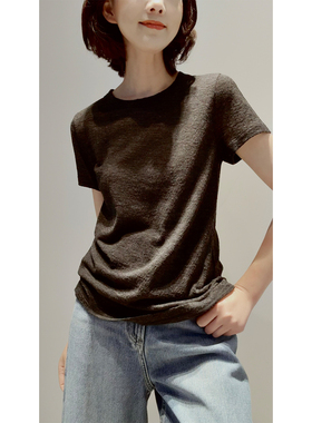 26新~R0*W风 進口舒适肌理提花/细腻绒感/全羊毛 圆领T恤