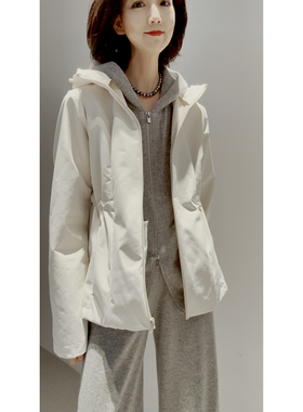 26早早春【防风静音/可机/糯米绒里/收腰可调】轻装户外/连帽外套