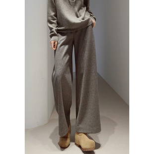 -26新品 轻暖有型」双版本松紧腰设计通勤百搭羊毛混纺直筒休闲裤