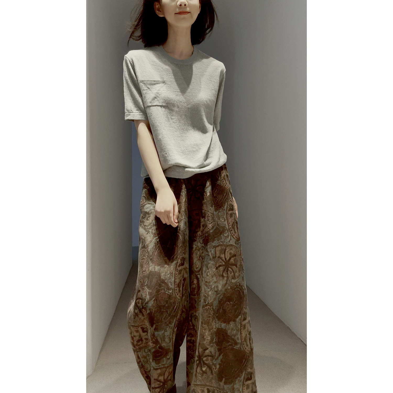 26新~【清凉细腻全亚麻】经典条纹/纯色~贴袋针织短袖套衫