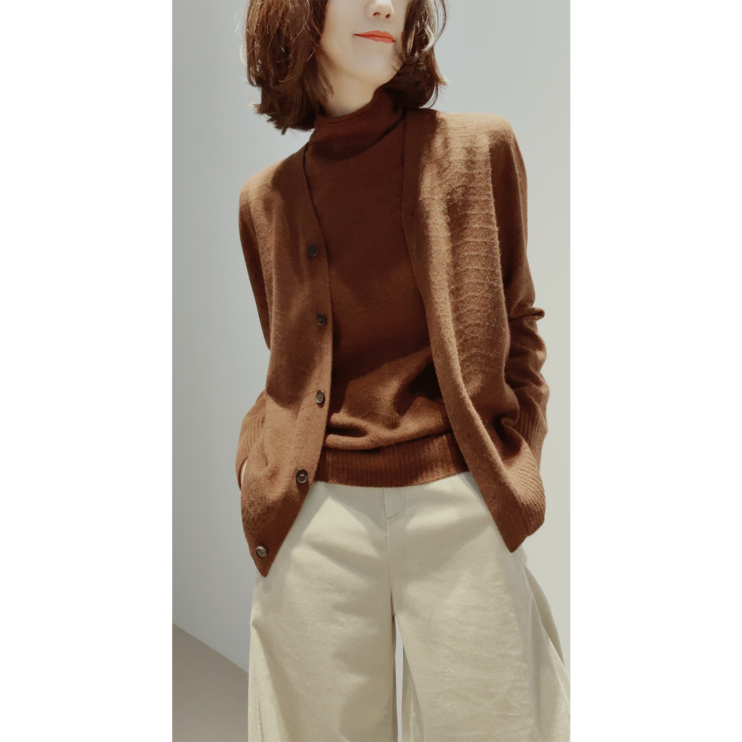 康赛妮15.5山羊绒波纹肌理针织衫