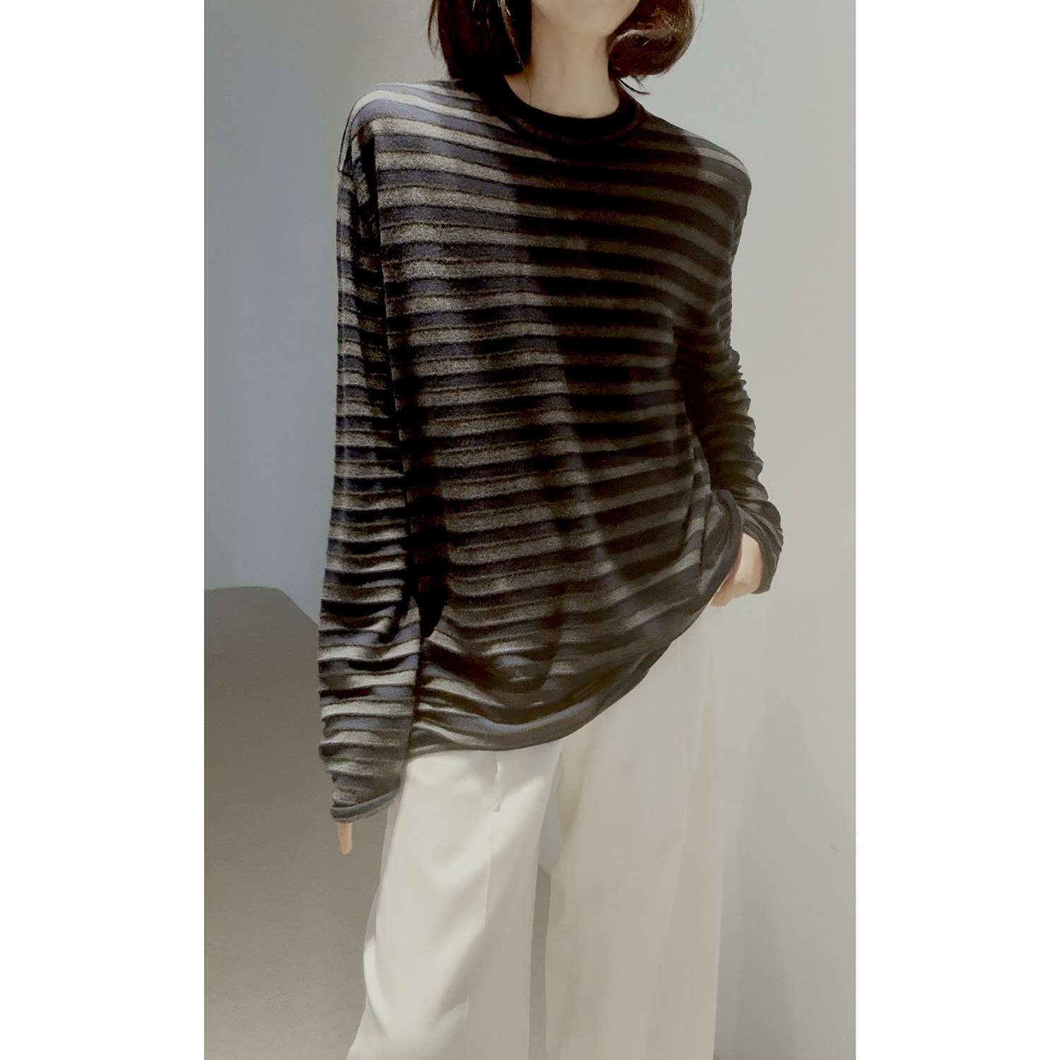 松弛BF风【100羊毛/重工提花/立体撞色条纹】纸片人针织,女装/女士精品,毛针织衫,淘宝优惠券,粉丝福利购,淘宝优惠卷