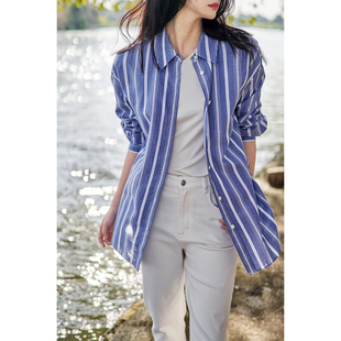 【CY0228249】“洒脱BF风 精品长绒棉”随性都市节奏条纹衬衫