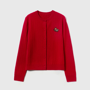 100羊绒 重工刺绣 绞花 NewYear 套衫 康㊣A规 万搭开衫 禾同款