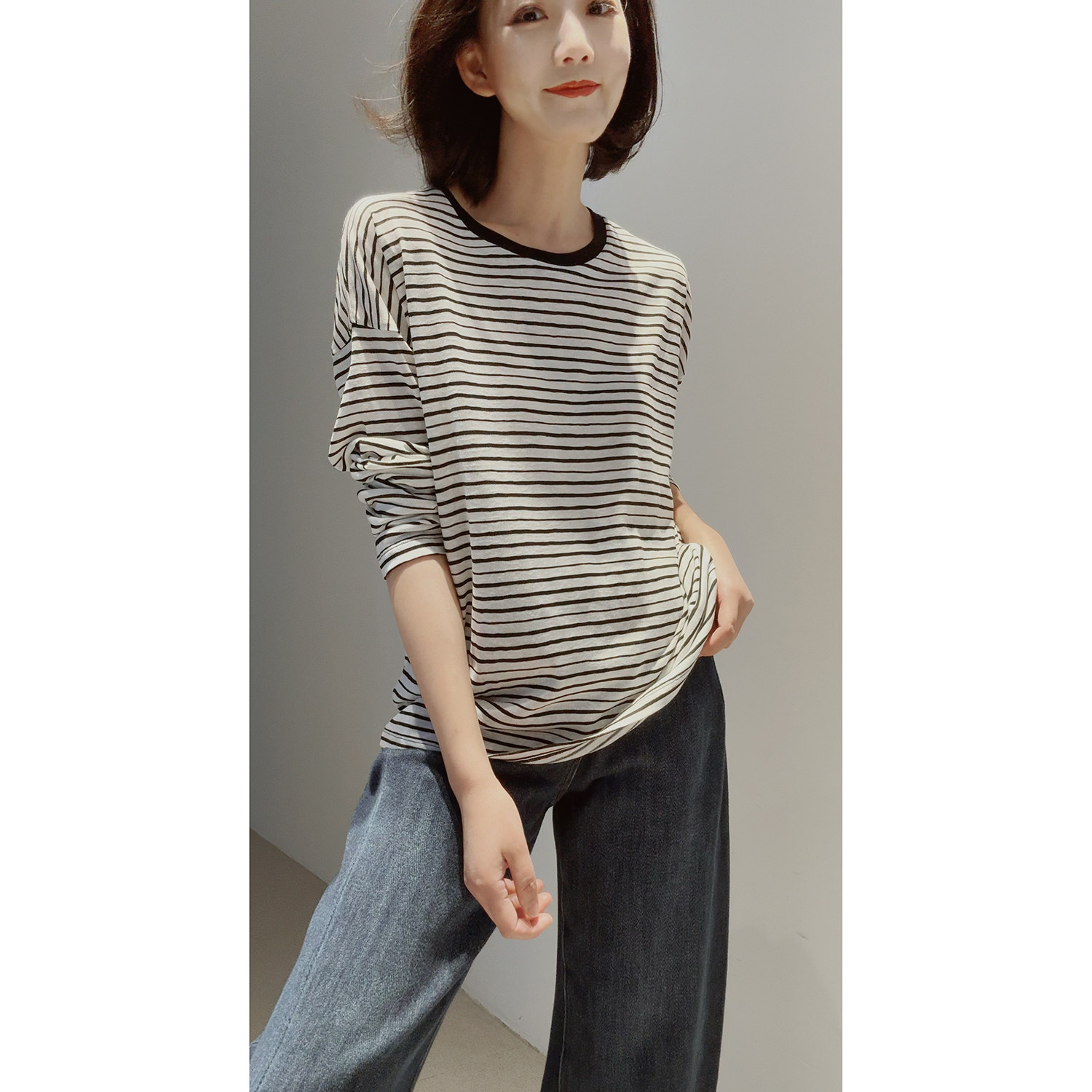 航海少女~26春【棉莱赛尔真丝/垂顺爽滑/色织彩条】ROW松弛感/T恤