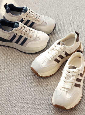 26新【丝光牛猄+羊皮+莱卡布/增5CM】阿甘舒适厚底老爹鞋