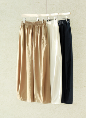 26春夏【真丝匹马棉/轻薄佰搭/抽绳松紧腰/分割弧形】八分气球裤