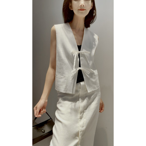 26新~高端加密荃亚麻 度假风经典老钱/造型系结马甲/VTG半裙