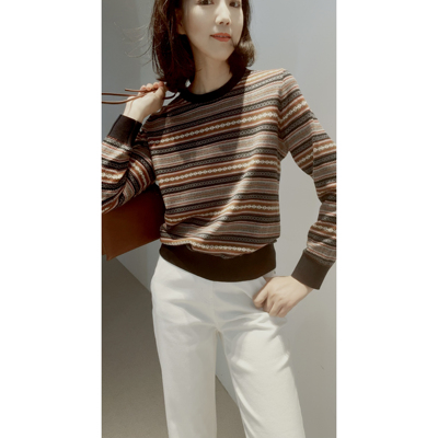 精纺羊毛可机洗提花费尔岛针织衫