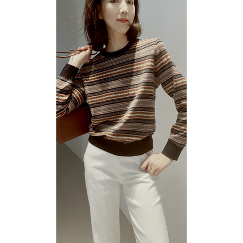 精纺羊毛可机洗提花费尔岛针织衫