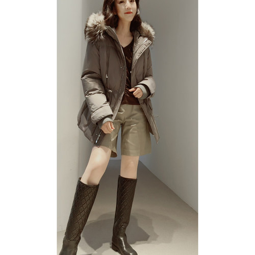 25冬~轻暖御寒【银狐大毛领/充白鹅绒/显瘦显贵】连帽羽绒/派克服