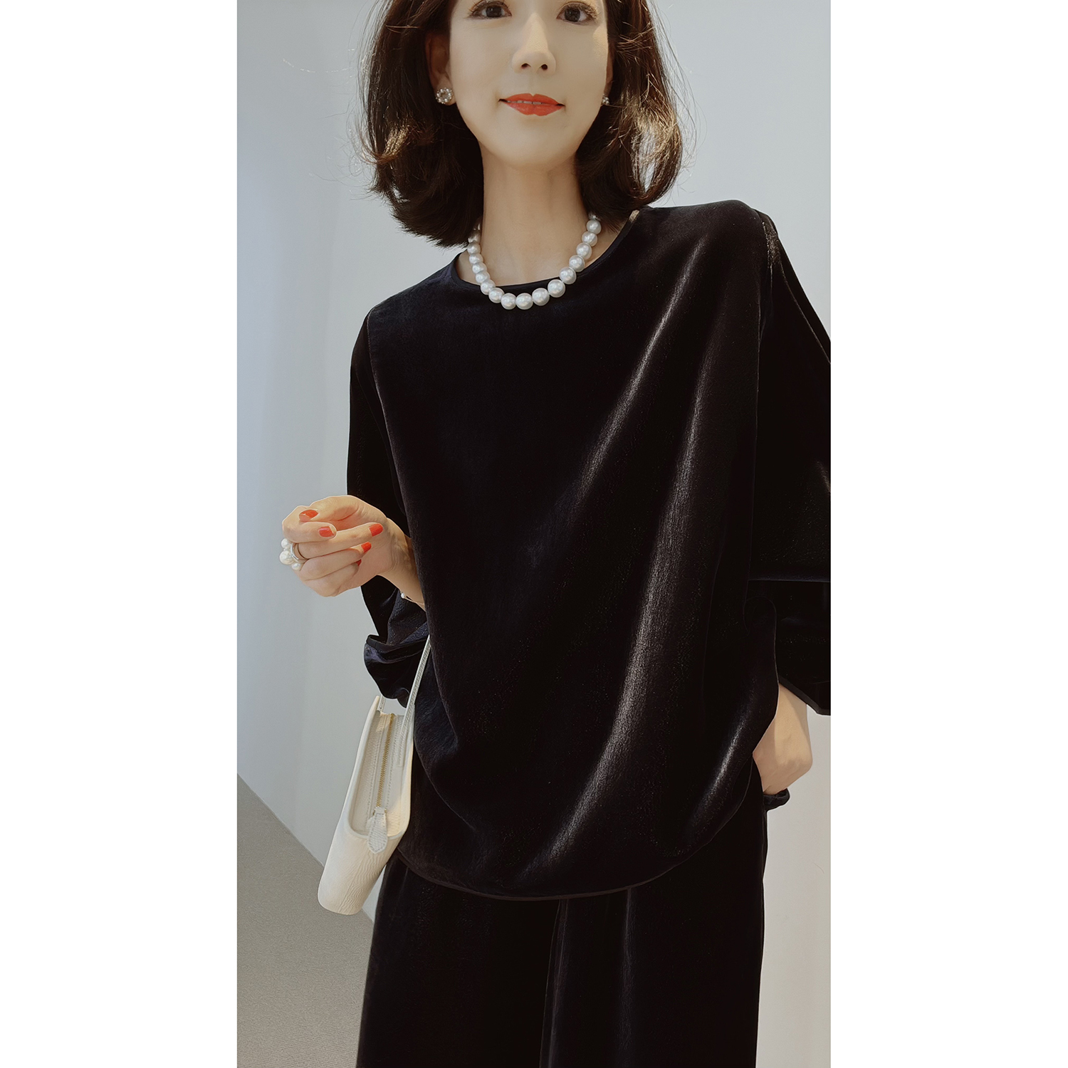 真丝丝绒细闪加密加厚垂软套装