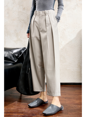 【KZ1011095】澳洲羊毛/立体斜纹 连腰高腰显瘦 九分锥裤