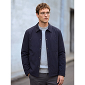 轻便实穿 科技料 直充白鹅绒 冬 衬衫 式 防泼水 男商务羽绒外套