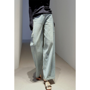 牛仔裤 女 轻解构分割切线匹马棉弧线茧型香蕉裤 戎美