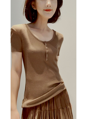 26春夏~轻薄真丝棉纱CleanFit叠穿亨利U领背心/短袖上衣/长袖开衫