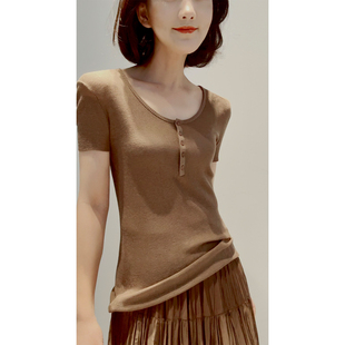 开衫 26春夏 长袖 上衣 轻薄真丝棉纱CleanFit叠穿亨利U领背心 短袖