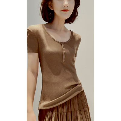 26春夏~轻薄真丝棉纱CleanFit叠穿亨利U领背心/短袖上衣/长袖开衫