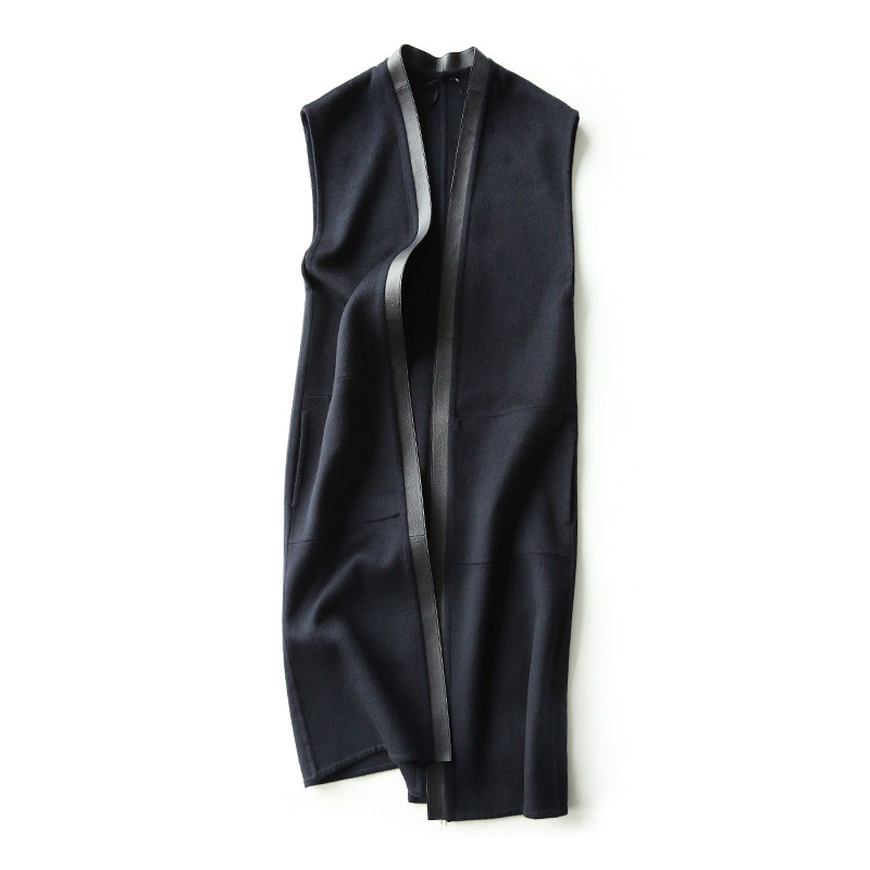 【DY0703396】时髦人士BI须有显瘦拉风领拼羊皮 羊绒马夹外套,女装/女士精品,毛呢外套,淘宝优惠券,粉丝福利购,淘宝优惠卷