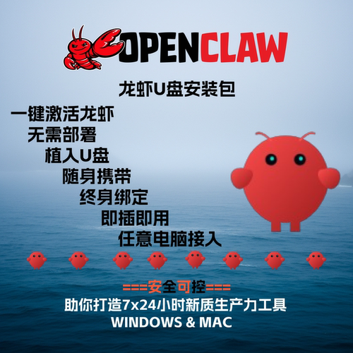 open claw 龙虾U盘安装包 龙虾ai软件  龙虾机器人 龙虾远程部署