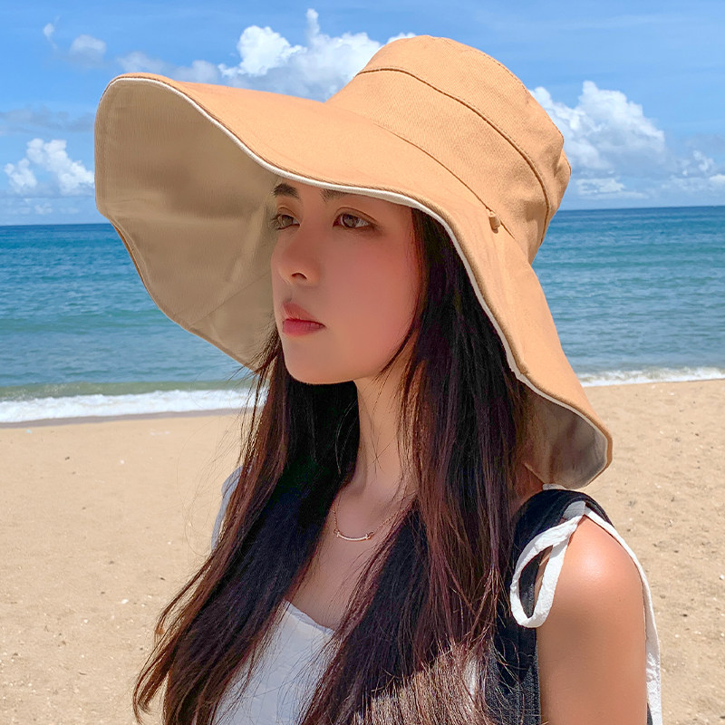 双面帽子房超大帽檐遮脸渔夫帽女夏天防紫外线遮阳帽防晒旅游百搭