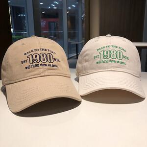 棒球帽女春夏季韩版百搭1980字母鸭舌帽学生情侣街头宽檐遮阳帽潮