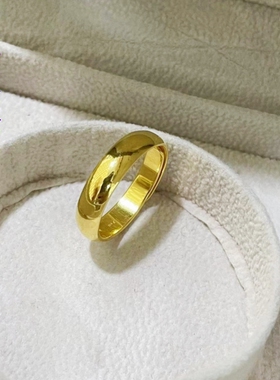 金包银戒指足金包足银素圈戒指.古法戒指有证书