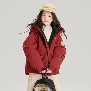 儿童羽绒棉加厚外套中大童女孩棉袄滑雪服潮 2025新款 童装 女童冬装