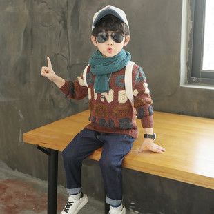 韩版 童装 2019新款 宝宝加厚套头毛衣儿童秋冬洋气针织衫 男童冬装 潮