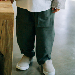 更牌童装 军绿色男童萝卜裤 geng 儿童纯棉立体兜交叉长裤 春新款