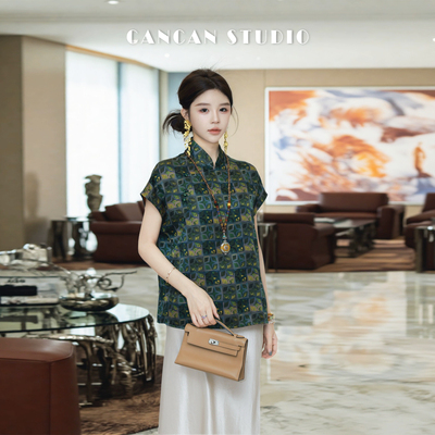 CANCANSTUDIO新中式香云纱上衣