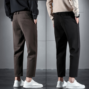 休闲裤 轻奢2025新款 修身 毛呢秋冬商务垂感百搭男裤 直筒九分裤 男士