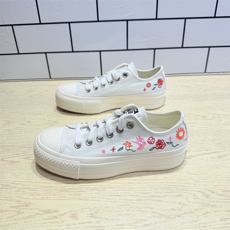 CONVERSE匡威All Star Lift刺绣女子低帮厚底增高鞋帆布鞋A10822C
