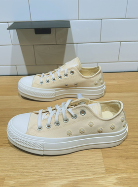 CONVERSE匡威All Star Lift春季串珠花朵女子厚底鞋帆布鞋A17790C