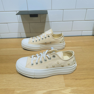串珠花朵女子厚底鞋 CONVERSE匡威All Star Lift春季 A17790C 帆布鞋