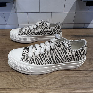 CONVERSE匡威All Star Lift斑马纹女子低帮厚底增高帆布鞋A10959C