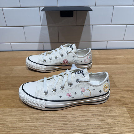 CONVERSE匡威All Star刺绣图案男女低帮休闲鞋透气帆布鞋 A16681C