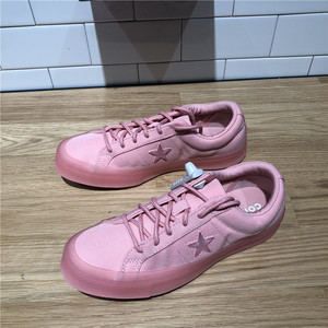 匡威新款One star果冻透明鞋底粉色男女低帮休闲鞋帆布鞋 165017C