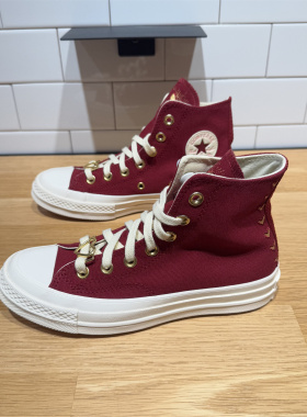 CONVERSE匡威1970S红色女子情人节爱心刺绣高帮休闲帆布鞋A03931C