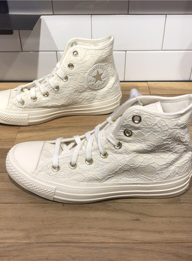 匡威新款All Star奶白蕾丝女款高帮帆布鞋时尚百搭休闲鞋A01775C