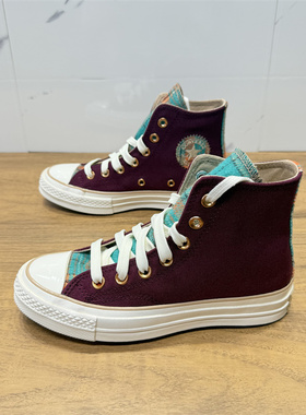 CONVERSE匡威1970S酒红毛呢格子民族风拼接男女高帮帆布鞋A12452C
