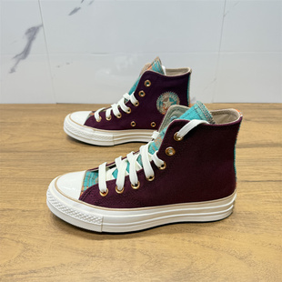 CONVERSE匡威1970S酒红毛呢格子民族风拼接男女高帮帆布鞋A12452C