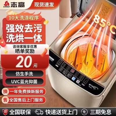 志高洗衣机家用全自动10kg大容量出租房用小型宿舍波轮洗烘脱一体