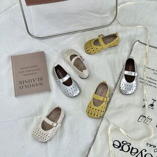 the cbc kids『魁肯镂空』女童公主透气凉鞋春夏软底魔术贴包跟