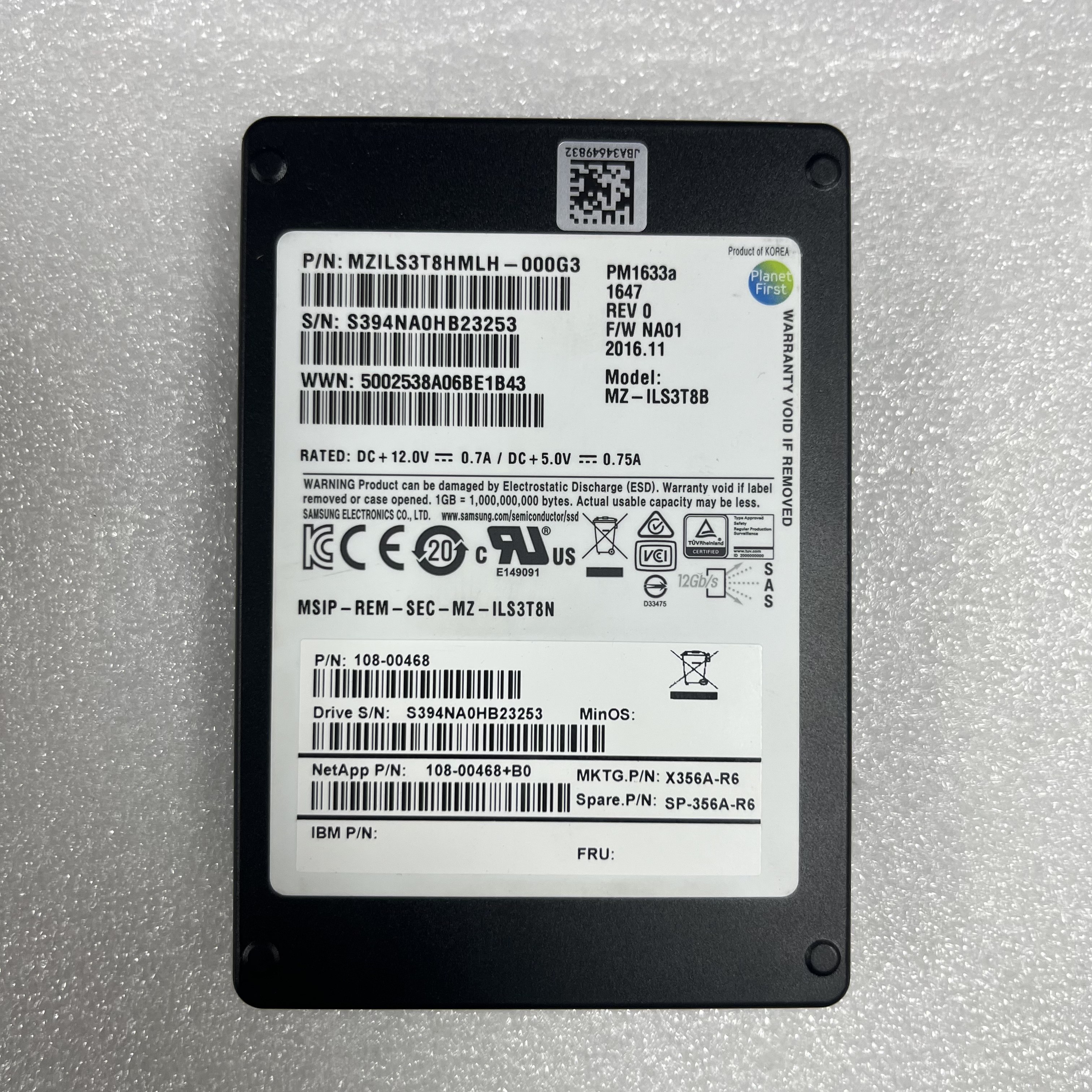 NetApp X356A-R6 X357A-R6 3.8T 3.8tb 12 Gbps 2.5