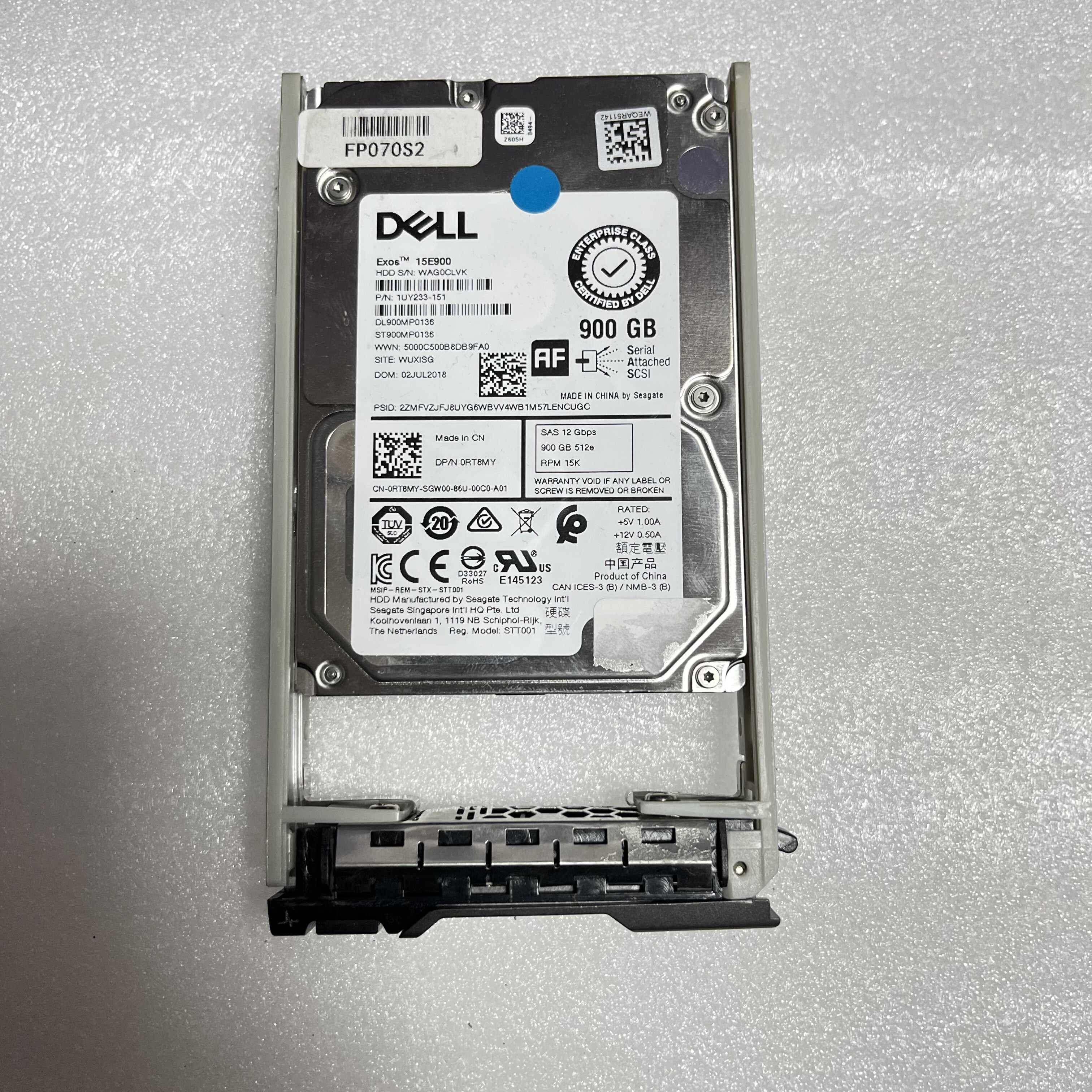 Dell 0XTH17 RT8MY 900G 15K SAS 12G 2.5寸 XTH17 服务器硬盘