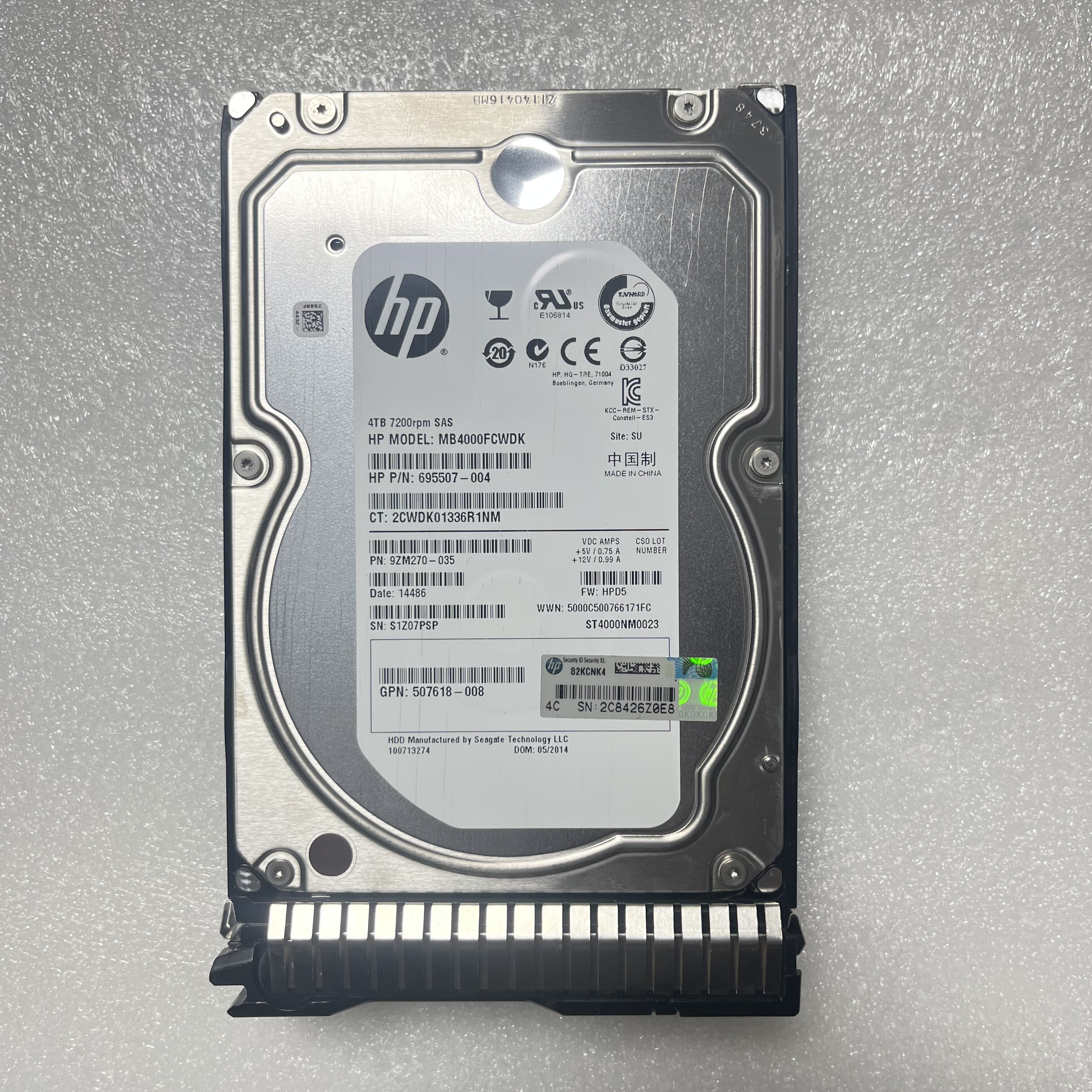 HP/惠普 695842-001 4T 7.2K SAS 3.5 695510-B21 拆机原装硬盘