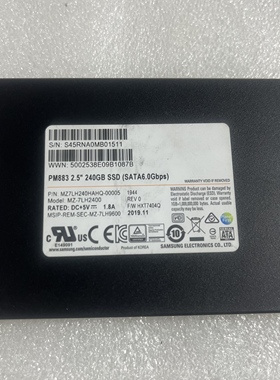 三星PM883 240GB 2.5寸 SATA企业级固态MZ7LH240HAHQ-00005