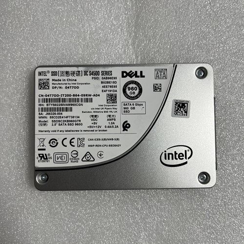 戴尔/DELL 960G SSD SATA 04T7DD SSDSC2KB960G7R S4500固态硬盘